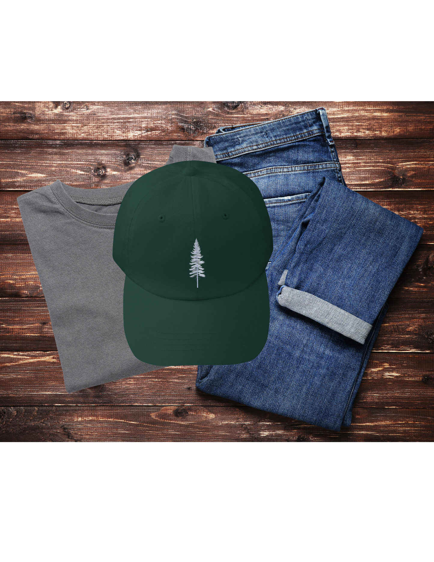*Embroidered Pine Tree Dad Hat, Hiking Outdoors Cap
