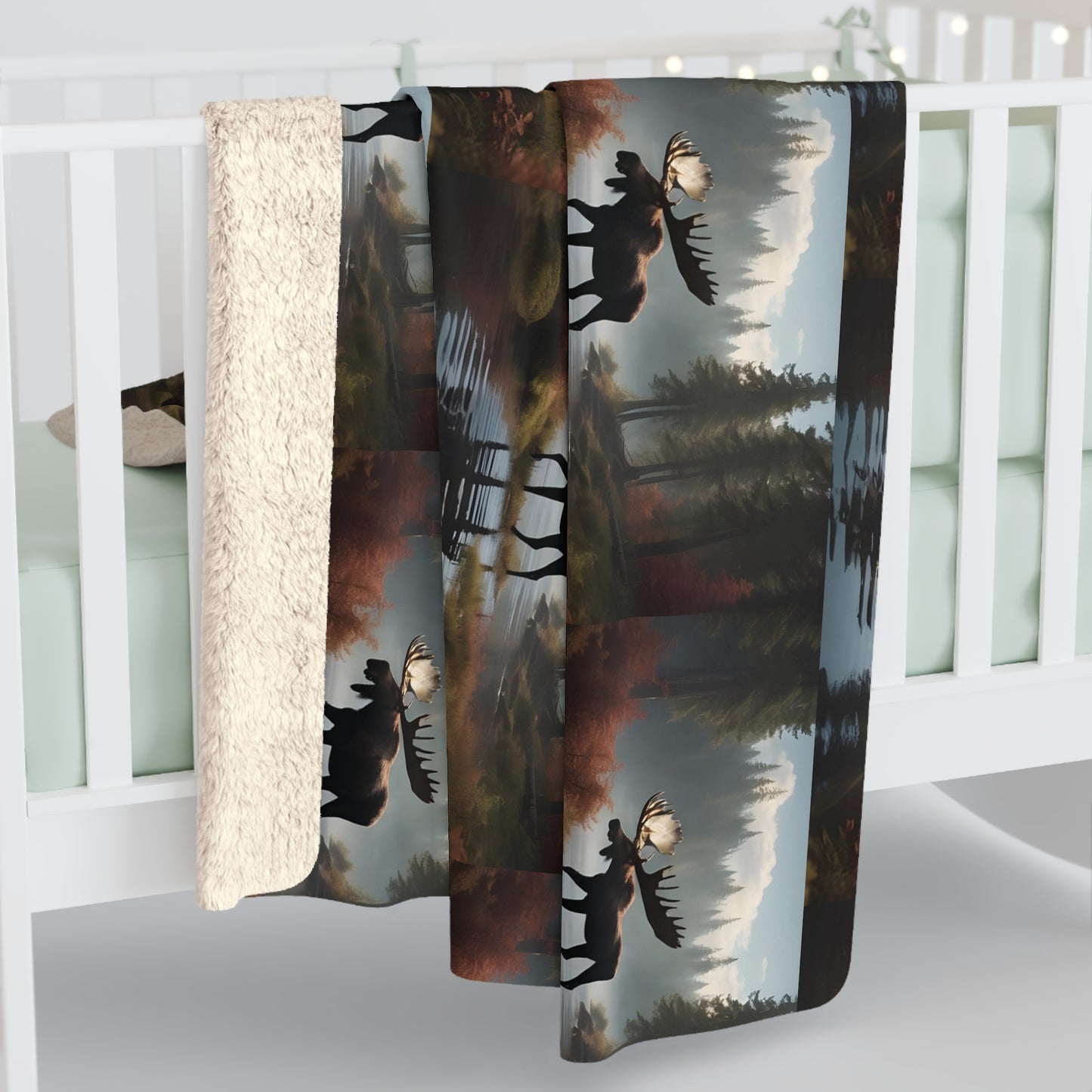 Moose in the Woods,Sherpa Fleece Blanket