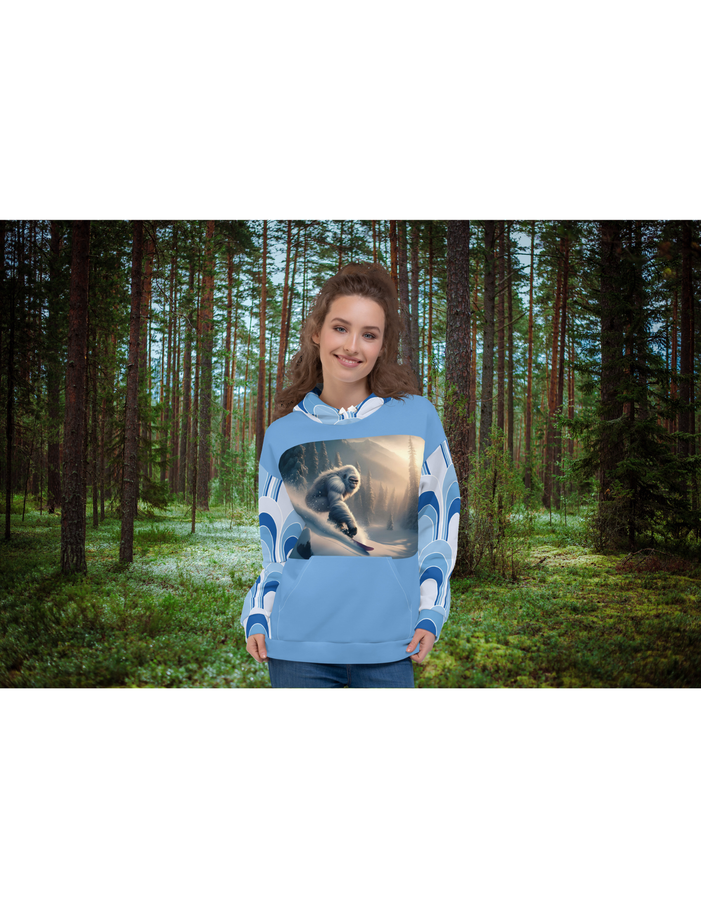 *Bigfoot Snowboarding Hoodie, Cryptid Winter Sweatshirt