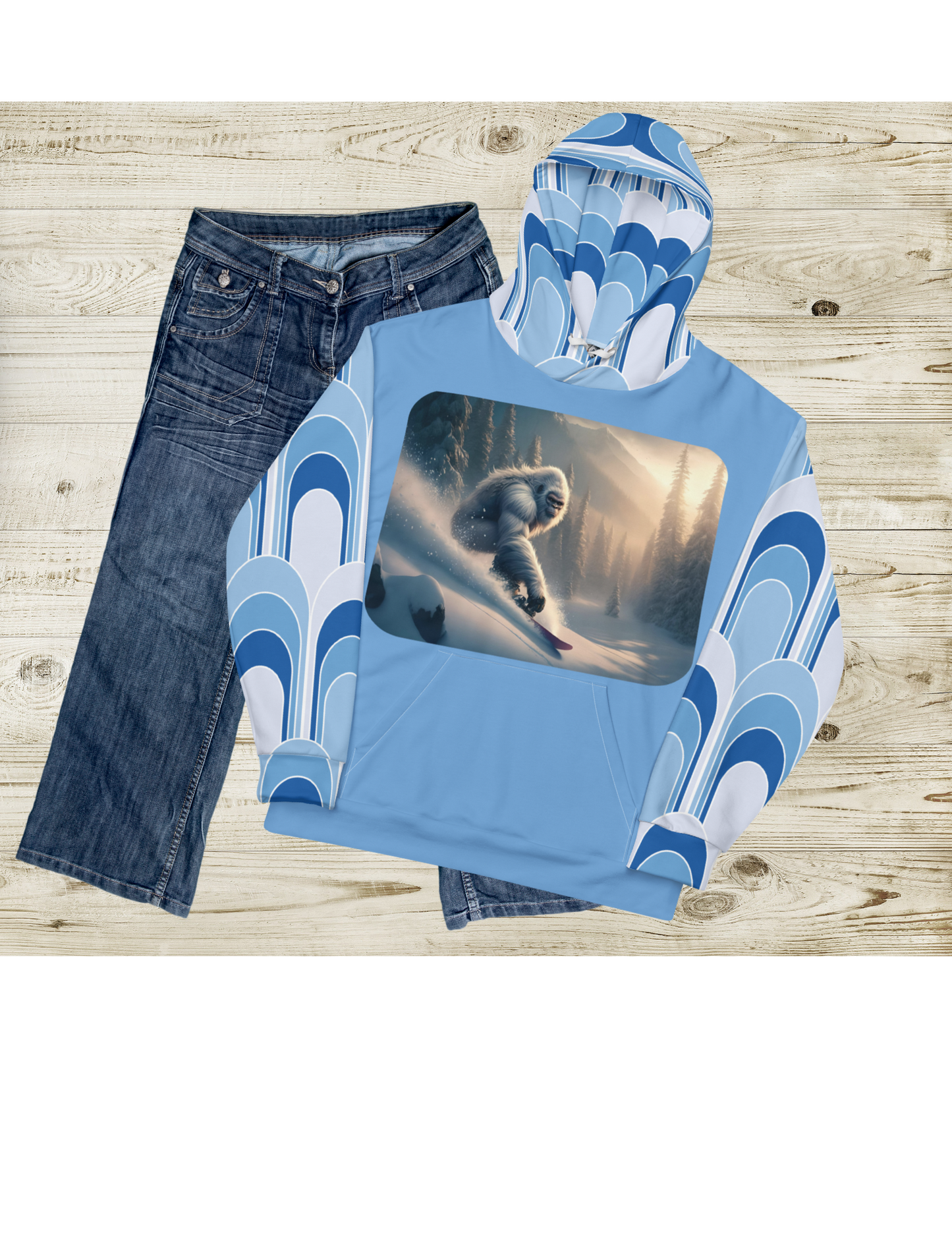 *Bigfoot Snowboarding Hoodie, Cryptid Winter Sweatshirt