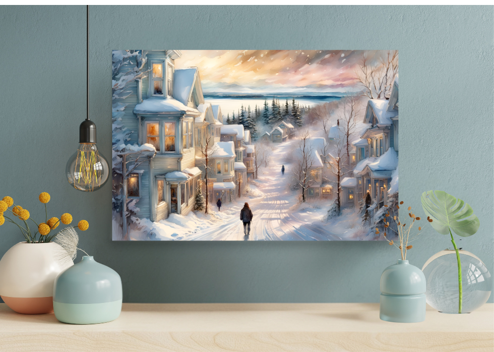 Snowy Mackinac Island Poster, Beautiful Winter Artwork