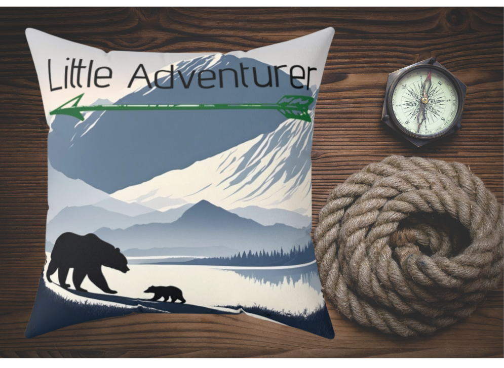 Little Adventurer Pillow, Wilderness Kid's Bear Decor