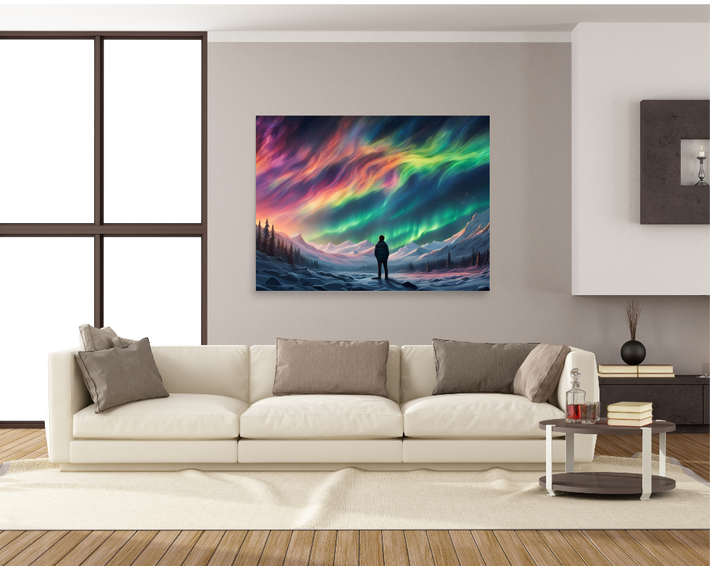 Vibrant Aurora Borealis Poster, Northern Lights Wall Artwork Decor