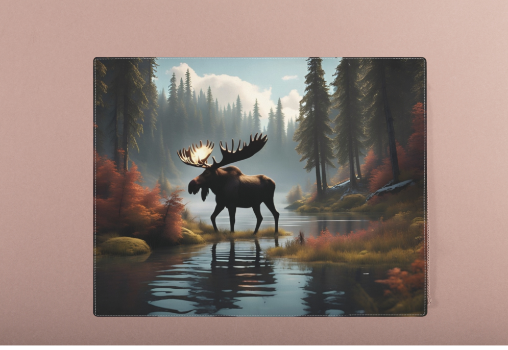 Moose in the Woods Placemat, Rustic Table Linen