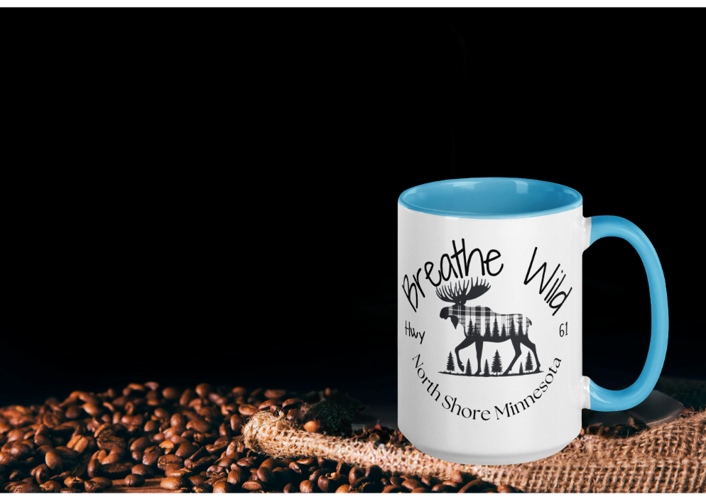 Up North MN Coffee Mug, Hwy 61 Northshore Moose Cup
