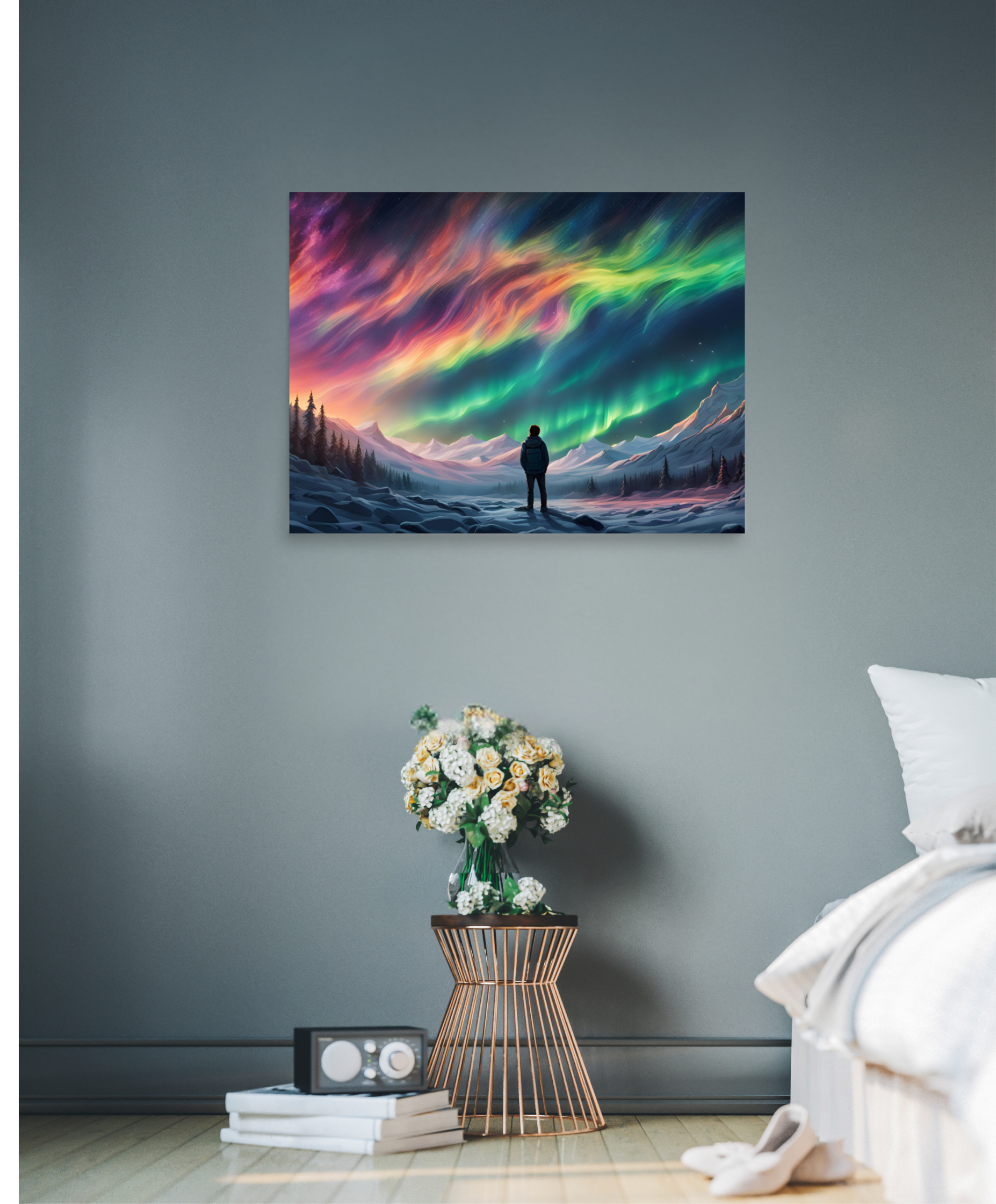 Vibrant Aurora Borealis Poster, Northern Lights Wall Artwork Decor