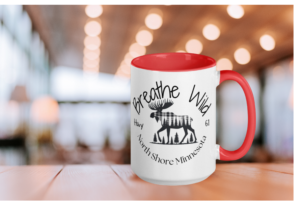 Up North MN Coffee Mug, Hwy 61 Northshore Moose Cup
