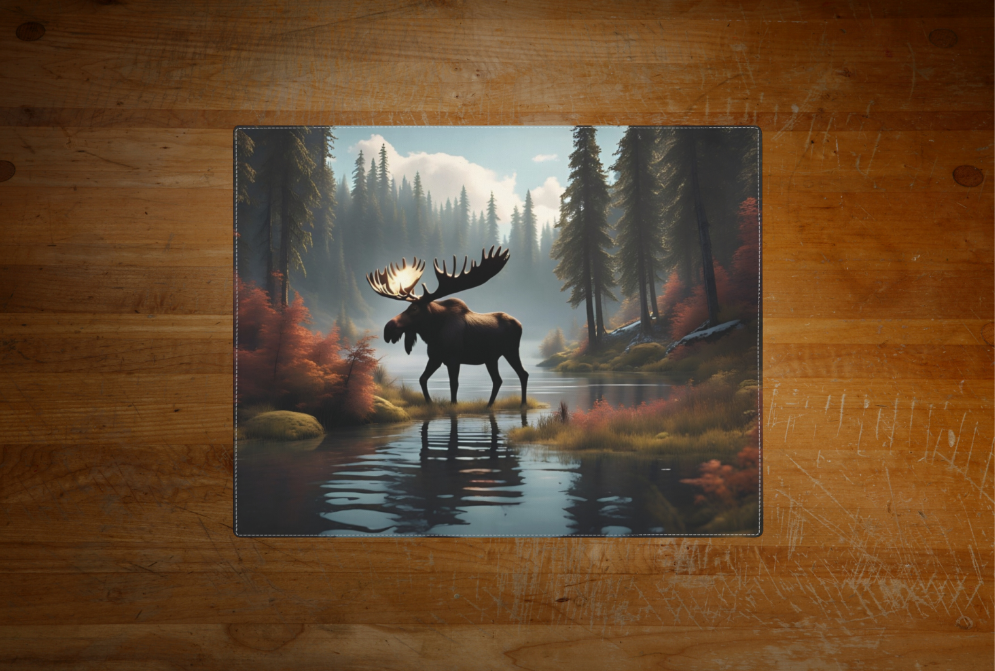 Moose in the Woods Placemat, Rustic Table Linen