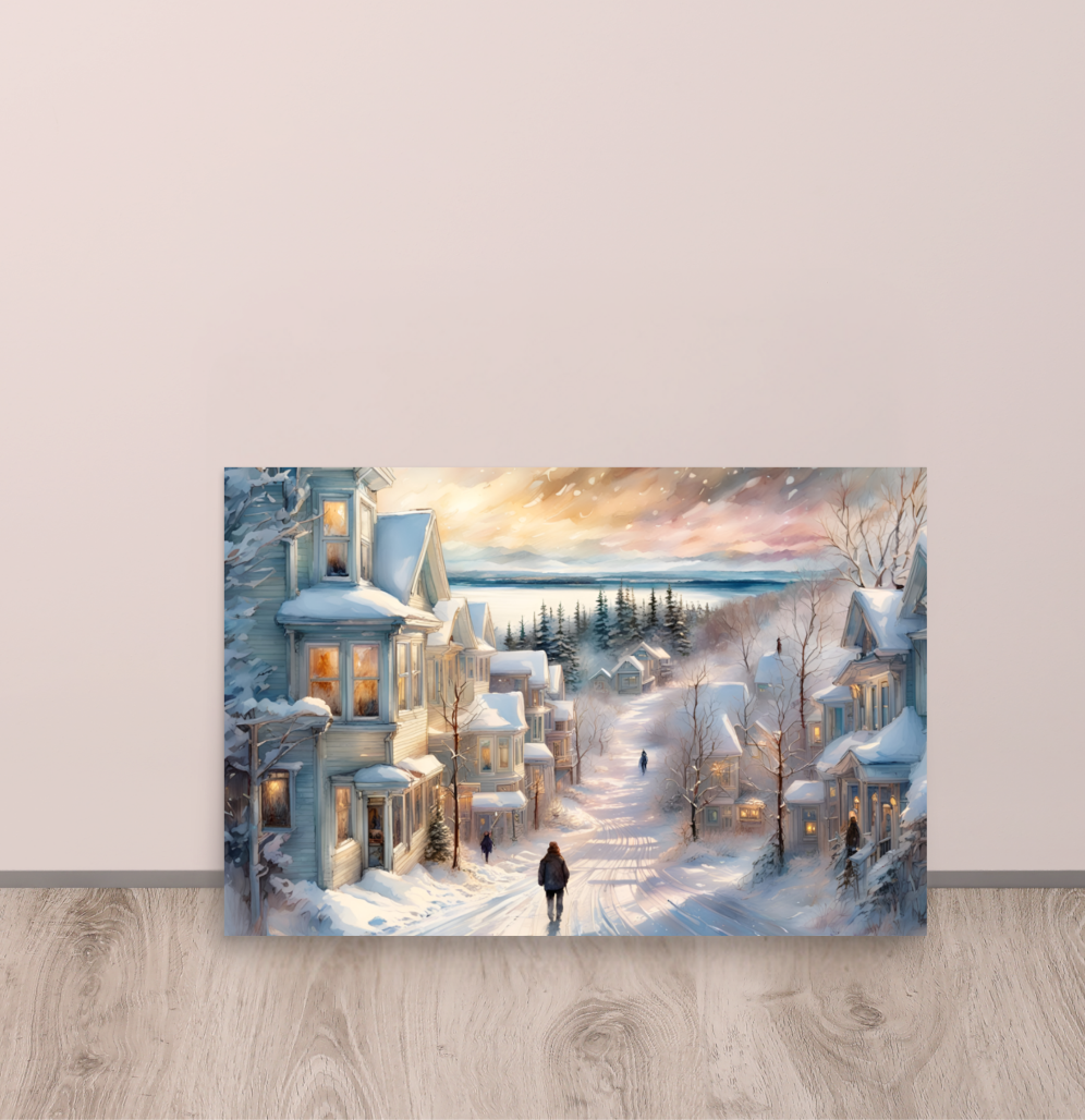 Snowy Mackinac Island Poster, Beautiful Winter Artwork