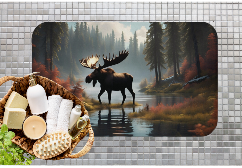 Moose Shower Mat - Rustic Bathroom Rug