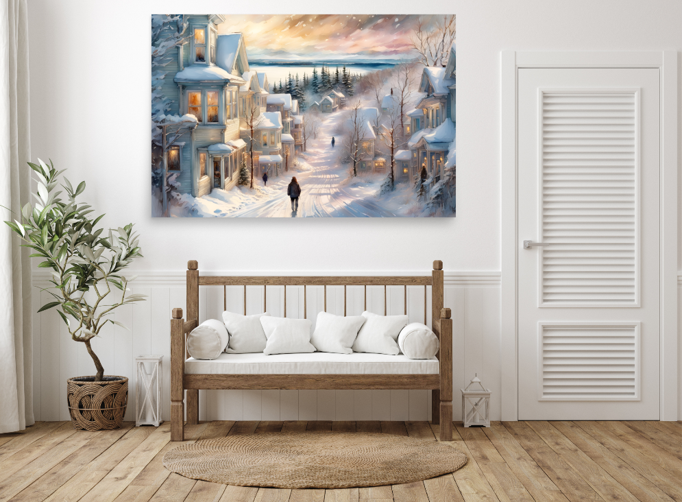 Snowy Mackinac Island Poster, Beautiful Winter Artwork