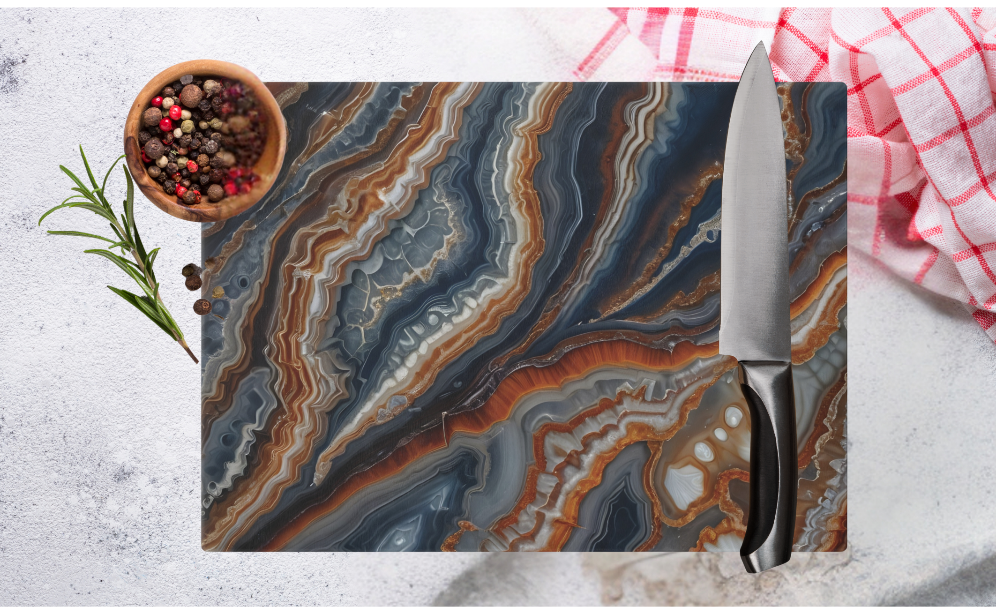 Agate Design Tempered Glass Cutting Board - Lake Superior Love