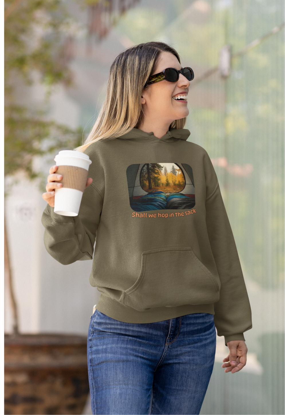 *Hop in Sack Hoodie, Camping Sweatshirt