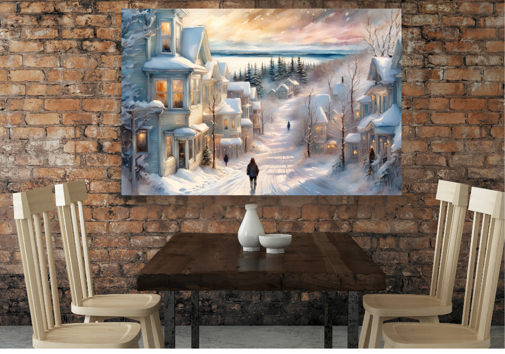 Snowy Mackinac Island Poster, Beautiful Winter Artwork