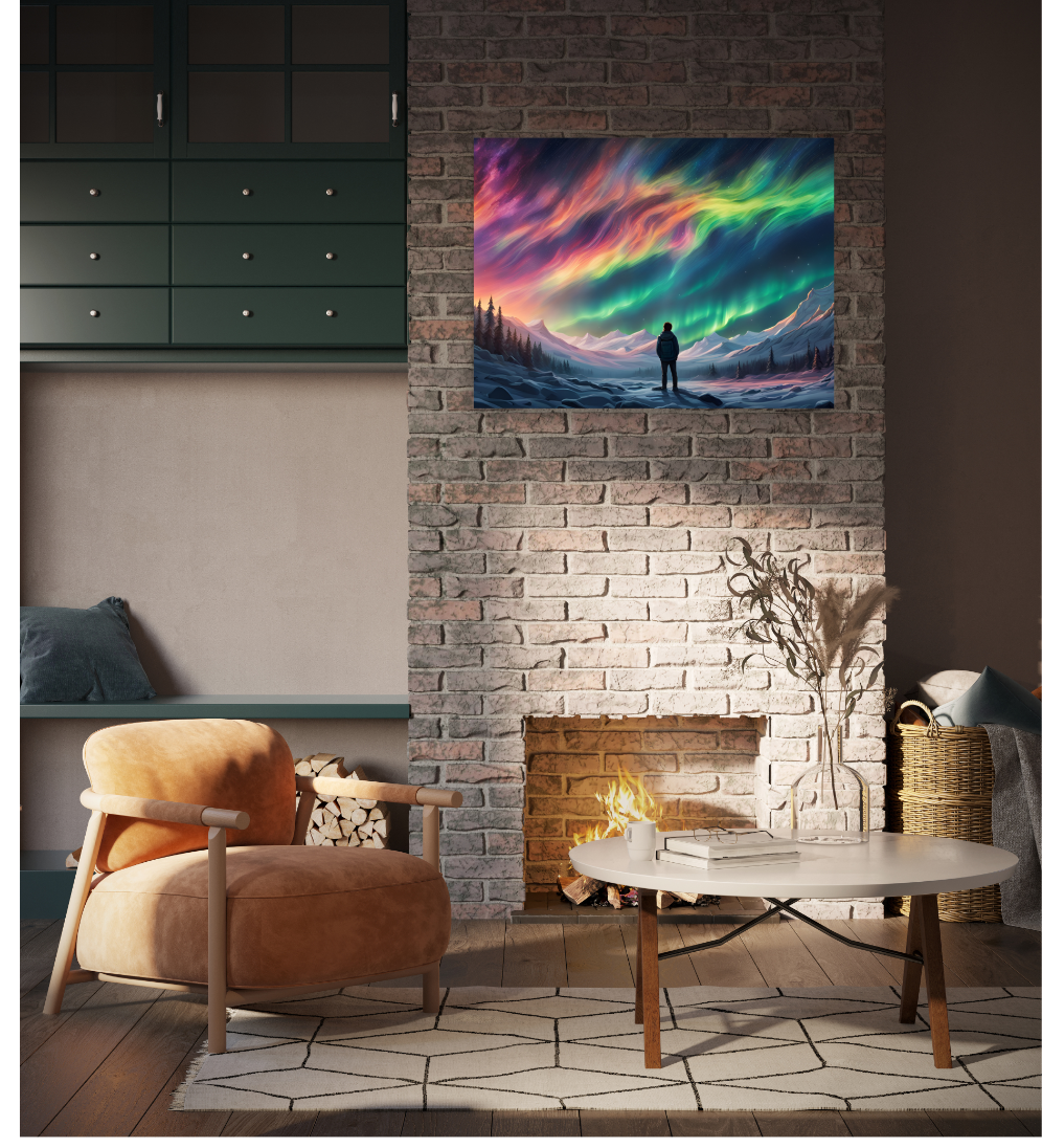 Vibrant Aurora Borealis Poster, Northern Lights Wall Artwork Decor
