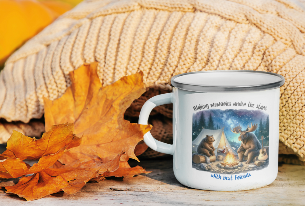 Friends Enamel Camping Mug, Make Memories Cup