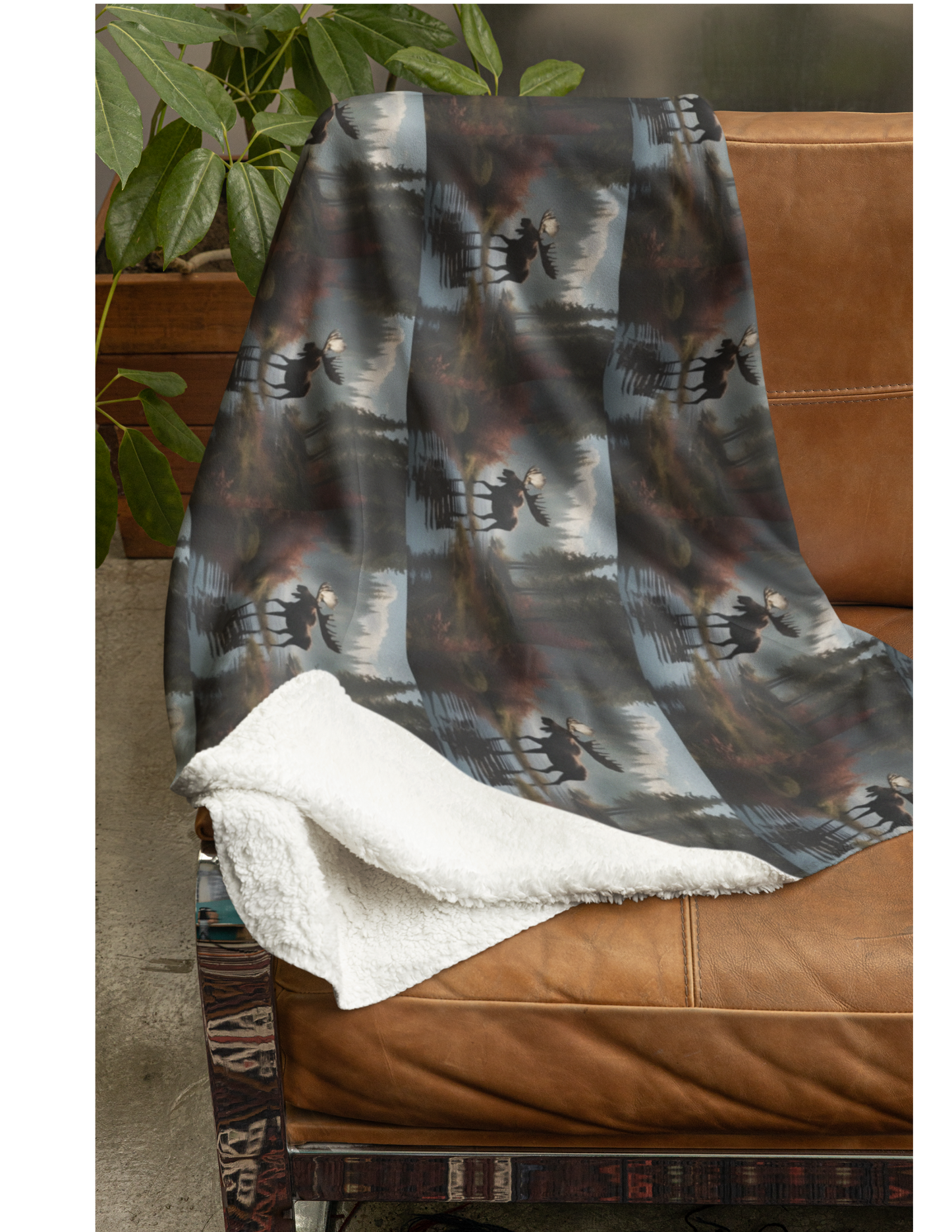 Moose in the Woods,Sherpa Fleece Blanket
