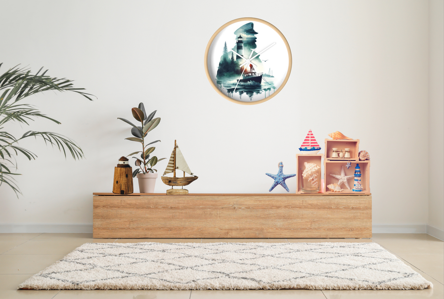 Nautical Wall Clock, Boat Captain Lakehouse Decor