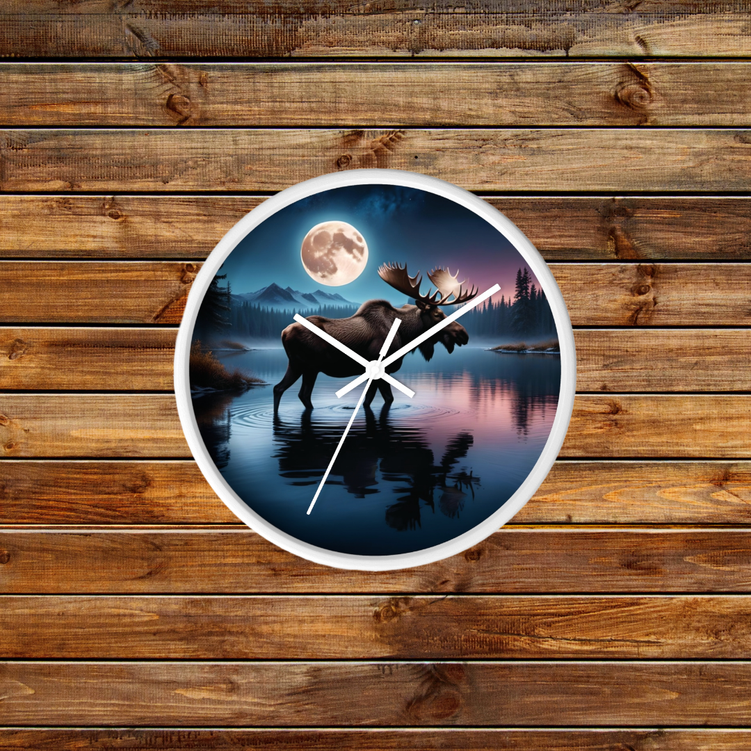 Moose wall clock, Outdoor lover gift, Cabin Lodge decor