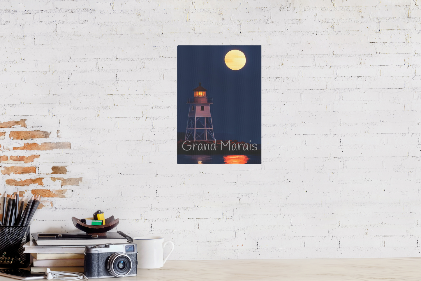 Grand Marais Photo Tile, North Shore Minnesota Love Canvas