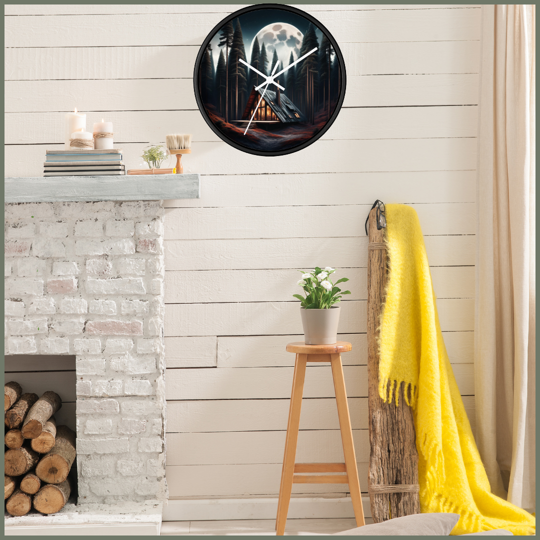 Log Cabin Wall Clock, Wilderness Lodge Home Decor
