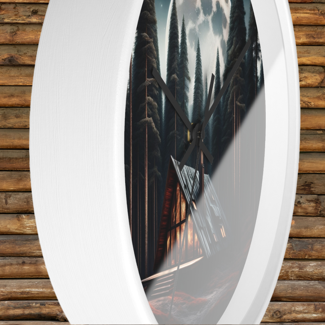 Log Cabin Wall Clock, Wilderness Lodge Home Decor