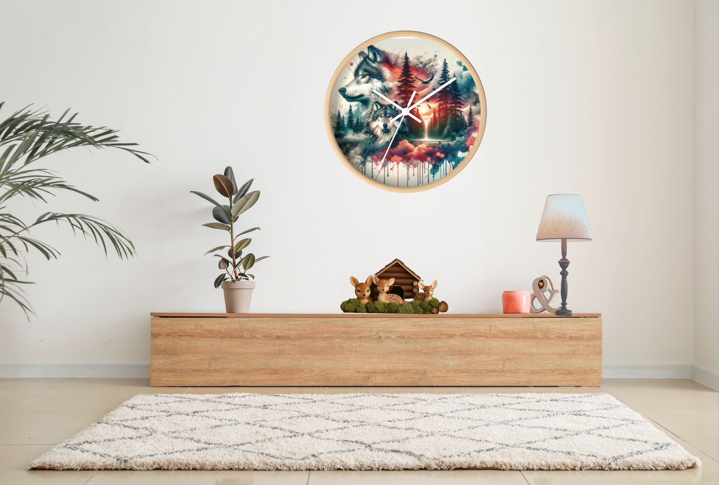 Wolf Wall Clock, Cabin Animal Lover Decor