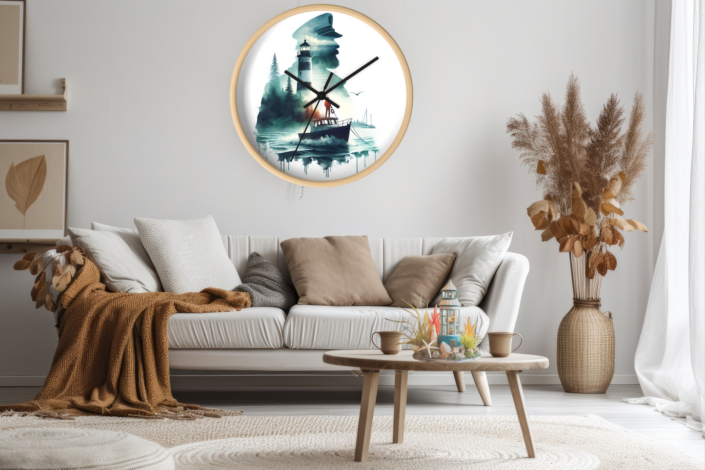 Nautical Wall Clock, Boat Captain Lakehouse Decor