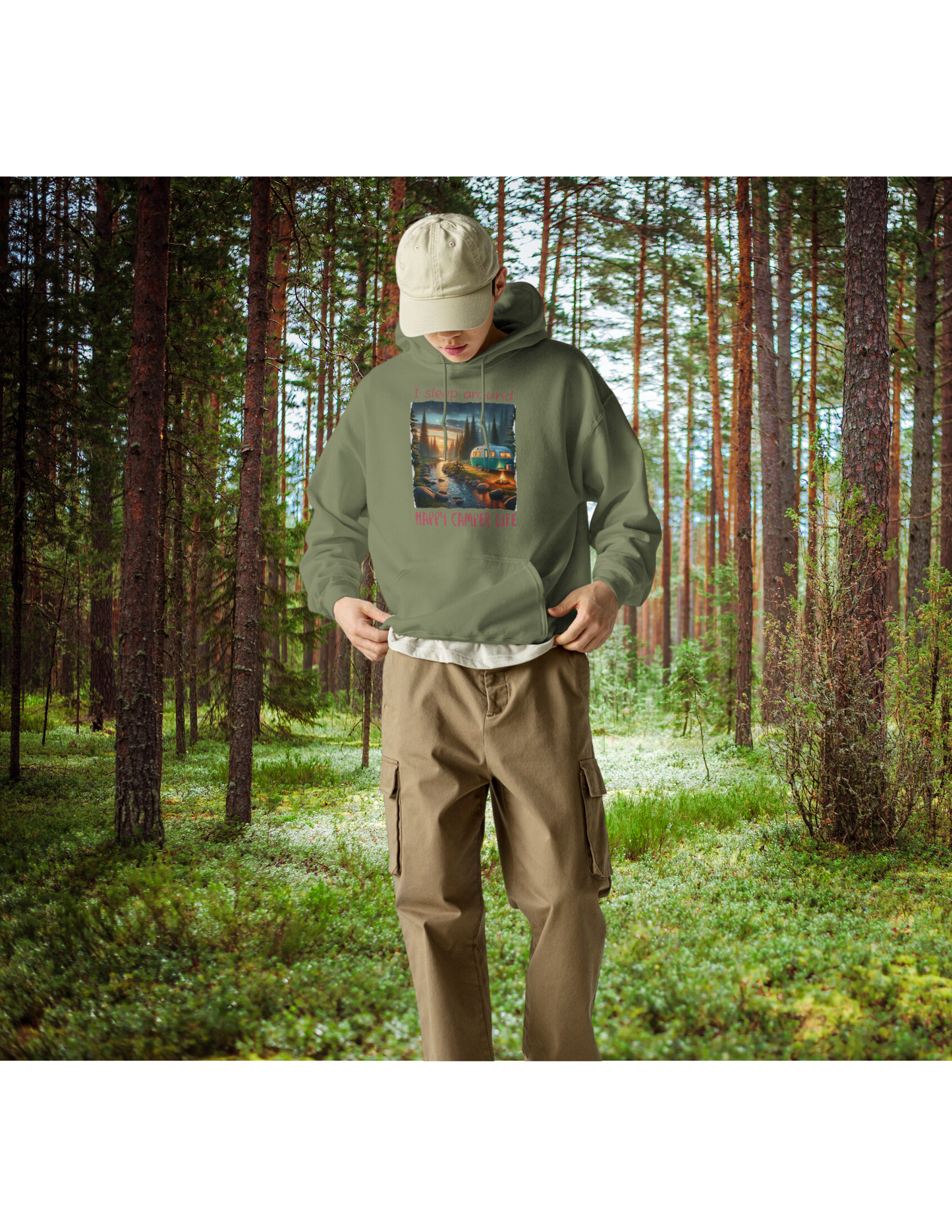 Funny Camping Hoodie, "Sleep Around" Sweatshirt