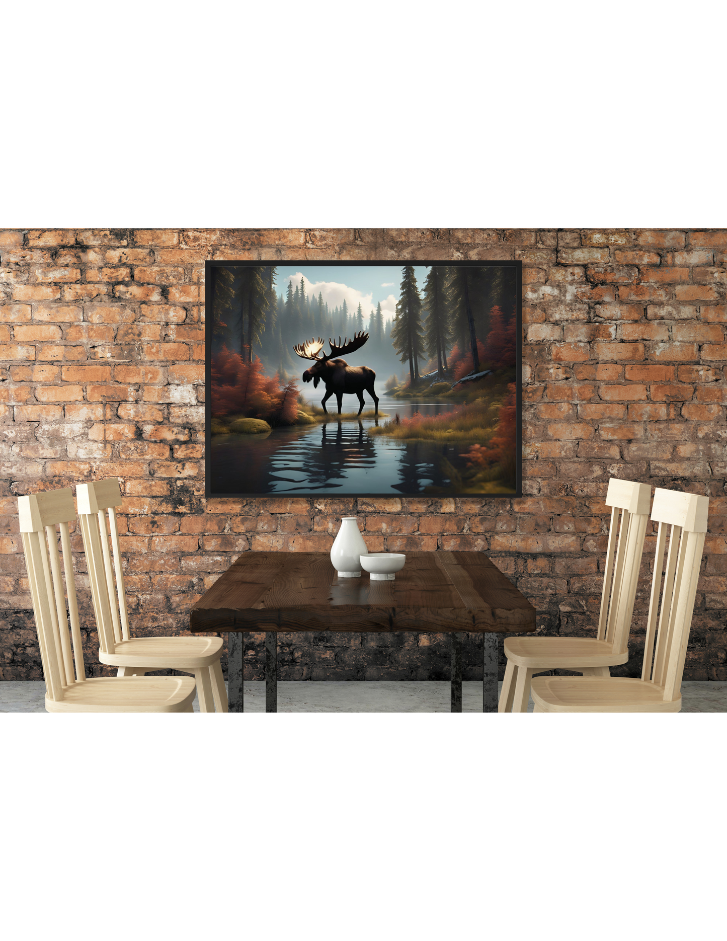 Beautiful Moose Canvas, Wilderness Wall Artwork Decor