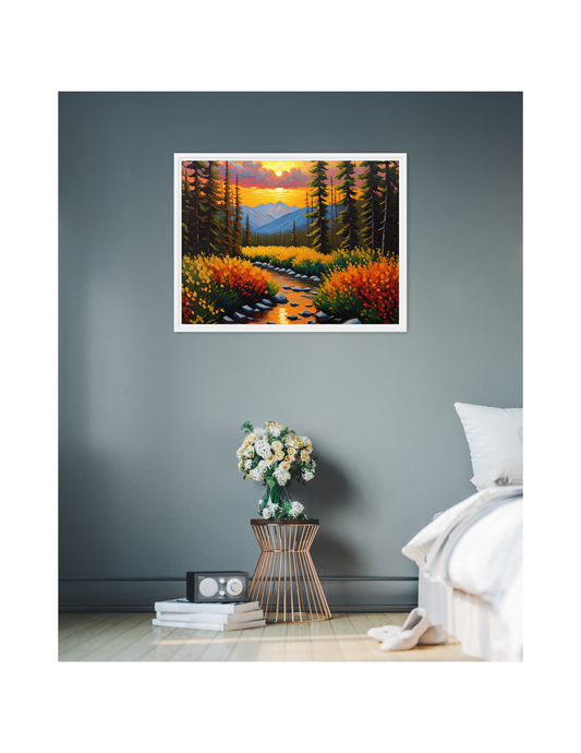 Sunset Landscape Framed Canvas, Beautiful Wall Artwork