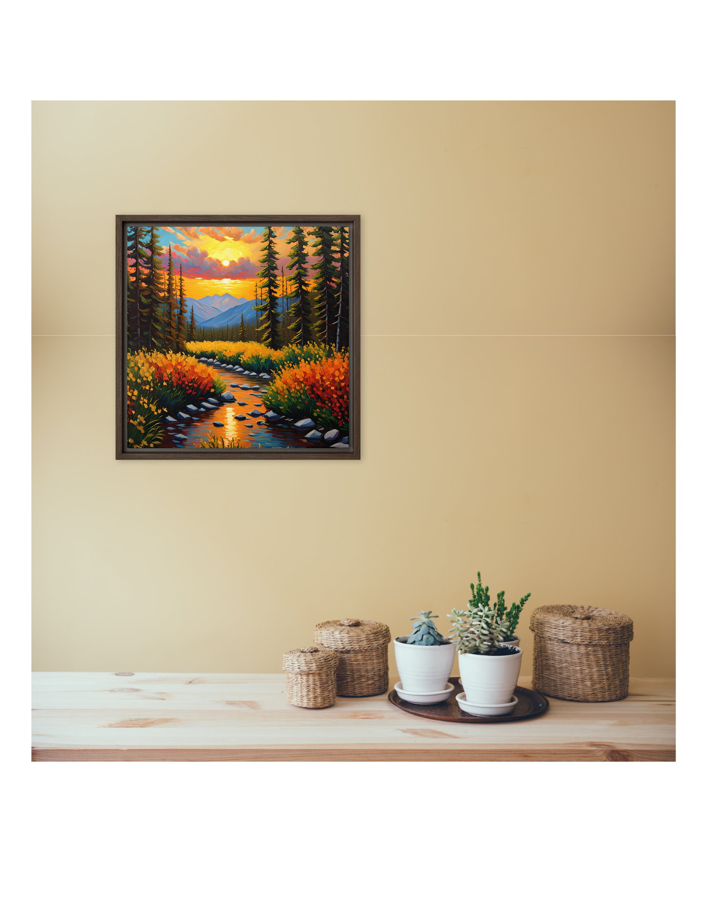 Sunset Landscape Framed Canvas, Beautiful Wall Artwork