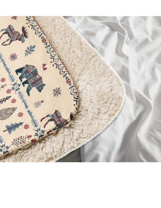 Winter Warm Sherpa Blanket, Scandinavian Wilderness