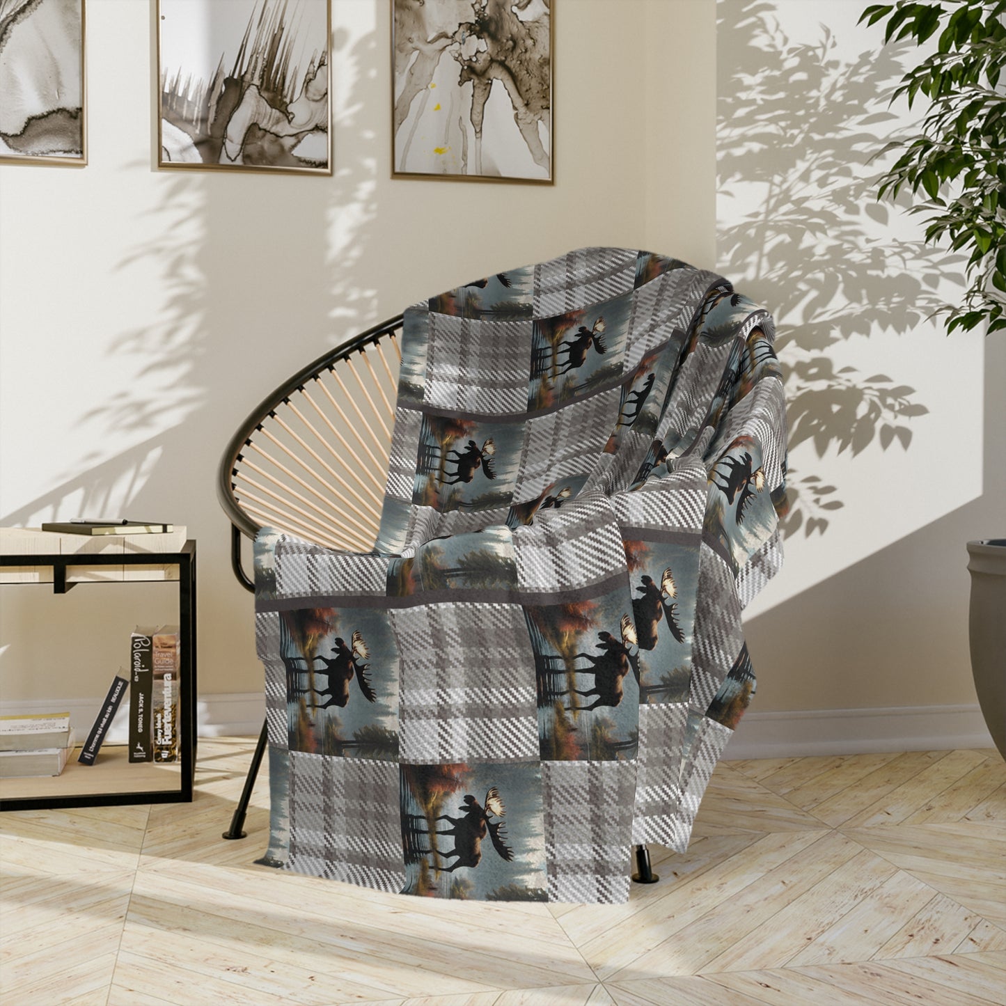 Velveteen Microfiber Blanket - Moose Plaid Throw