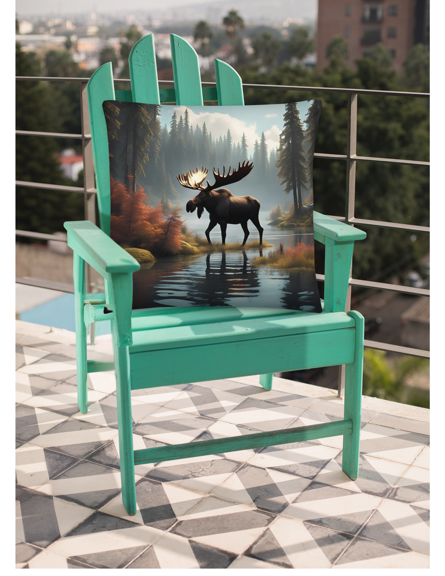 Beautiful Moose in the Wilderness Lodge Throw Pillow