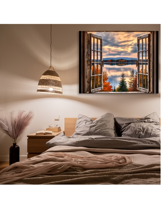 Open Window to Lake Poster, Beautiful Wall Decor