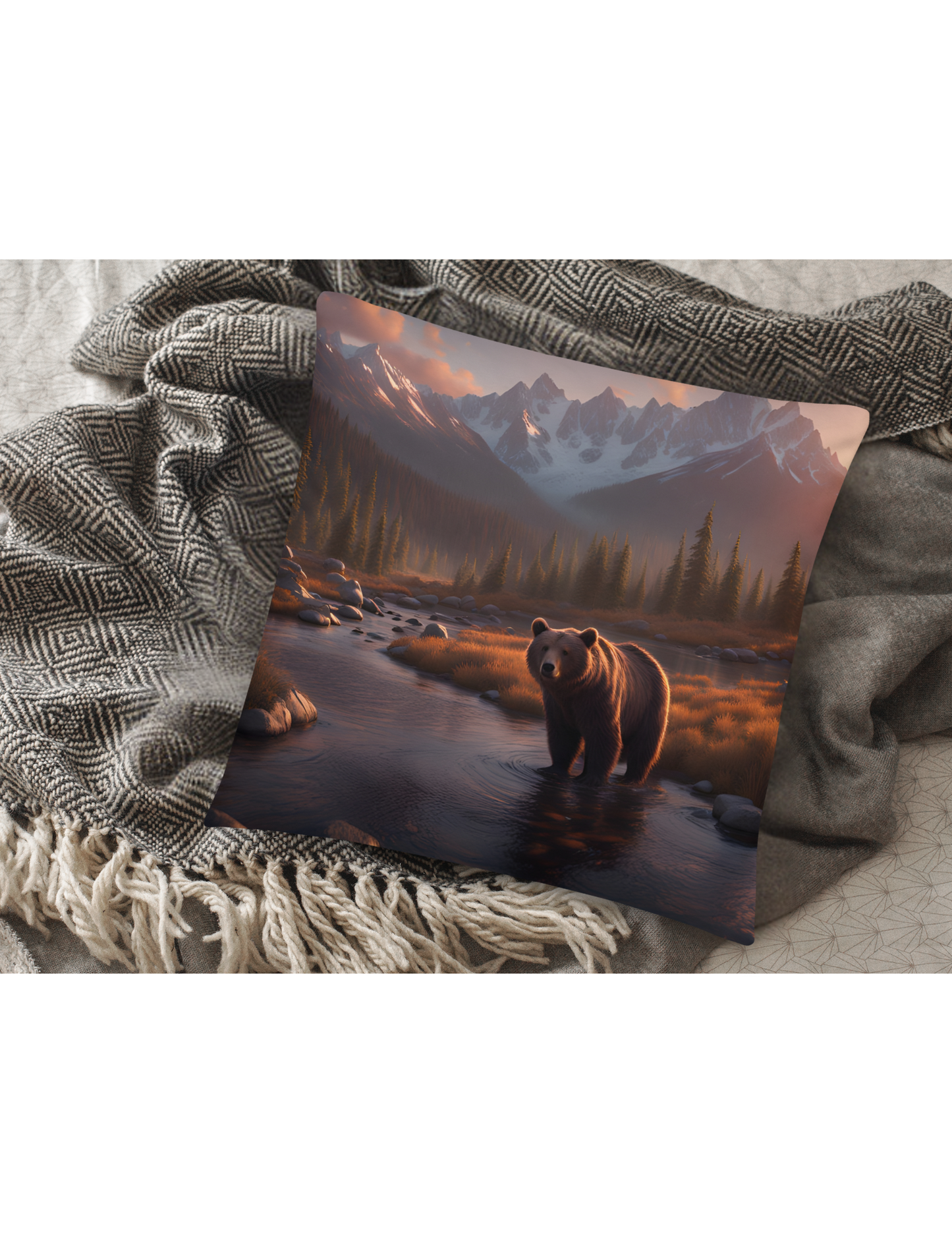 *Bear in the Forest Pillow Case, Mountain Woodsy Home Decor