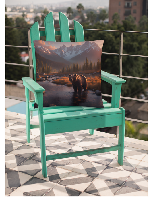 Bear in the Forest Throw Pillow, Rustic Wilderness Home Decor