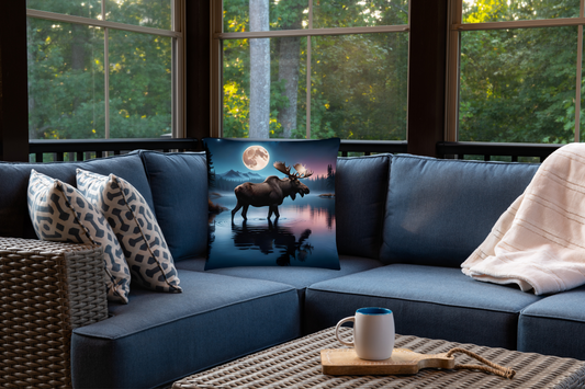 Wilderness Moose Pillow, Cabin Home Decor