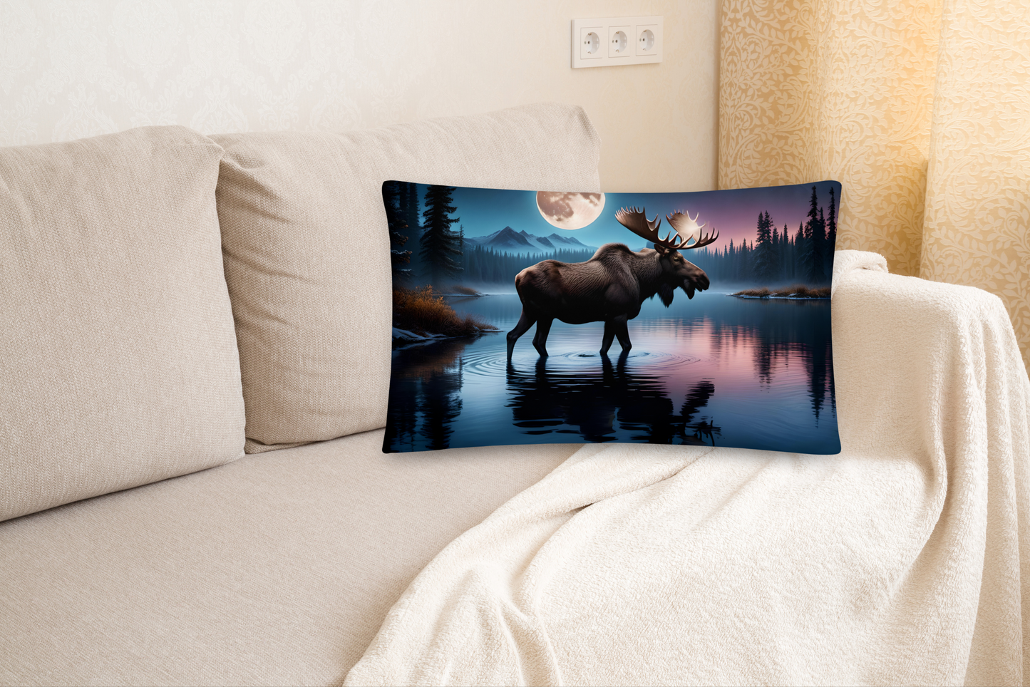 Wilderness Moose Pillow, Cabin Home Decor