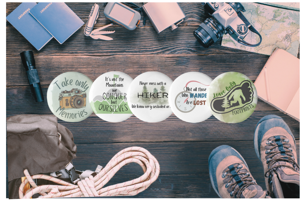 Inspirational Hiking Buttons - Set of 5