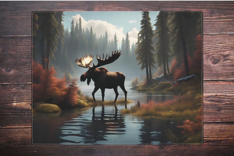 Moose in the Woods Placemat, Rustic Table Linen