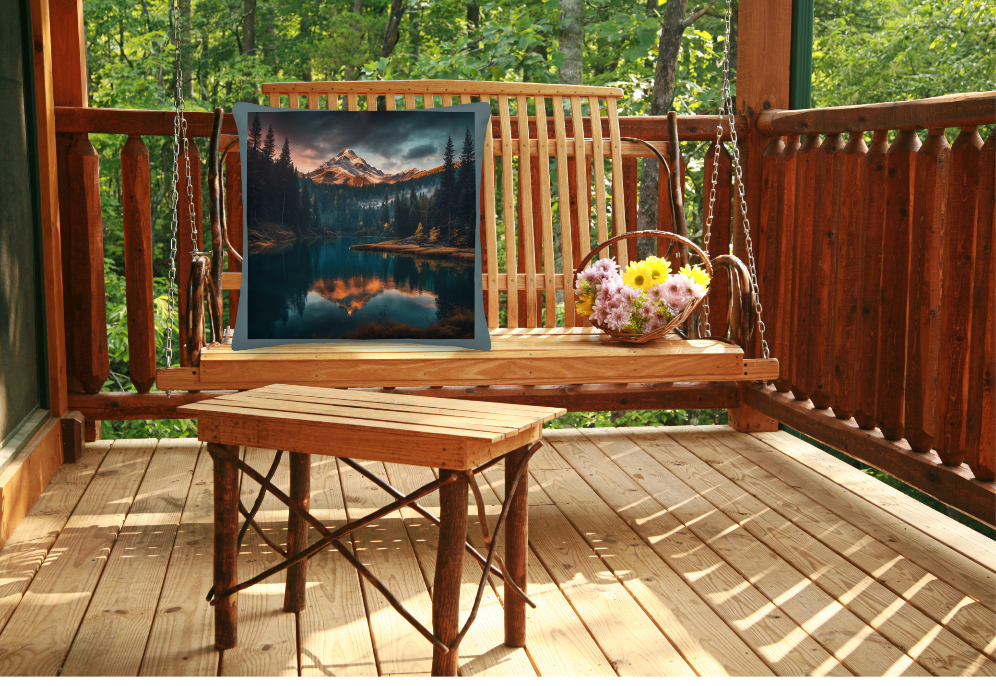 Breathtaking Mountain Lake Pillow, Serene Natural Beauty