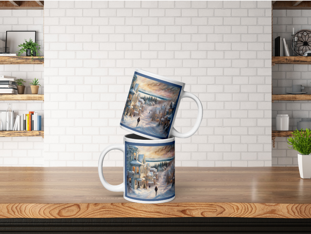 Snowy Mackinac Island Coffee Mug, Beautiful Winter Michigan Cup