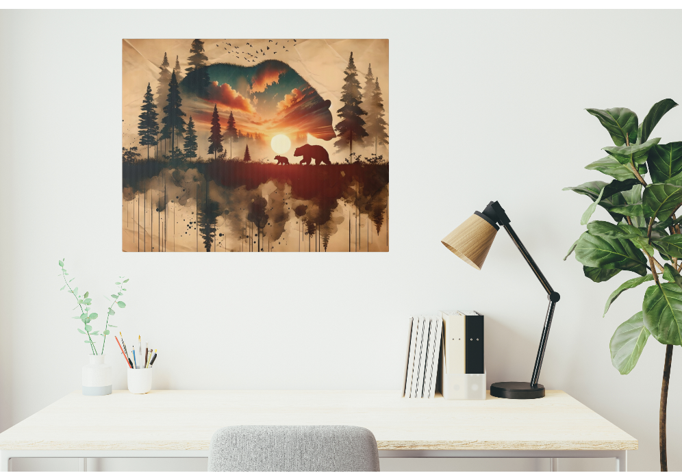 Bear Canvas Wall Decor, Rustic Artwork