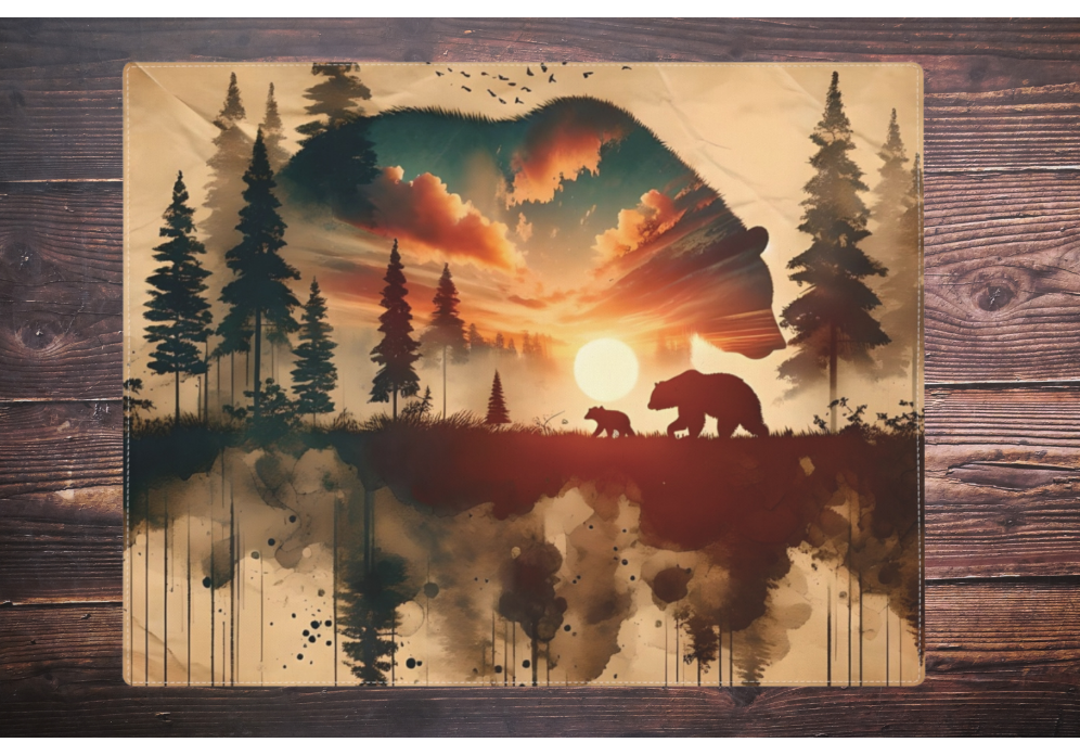 Double Bear Placemat, Rustic Dining Room Table Linen