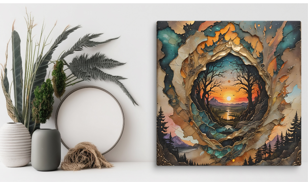 Beautiful Sunset Poster Wall Art, Portal to Nature Home Decor