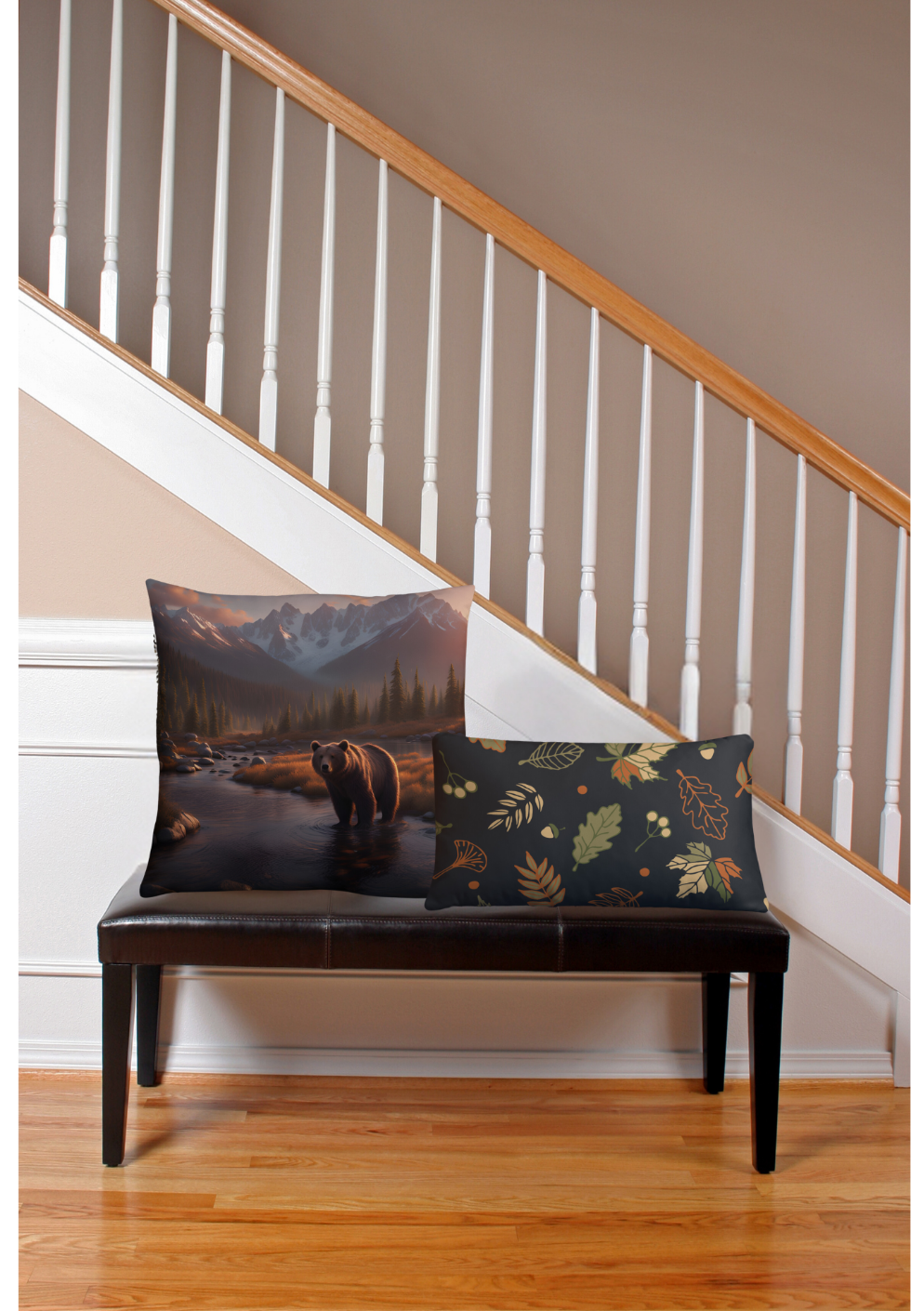 Bear in the Forest Throw Pillow, Rustic Wilderness Home Decor
