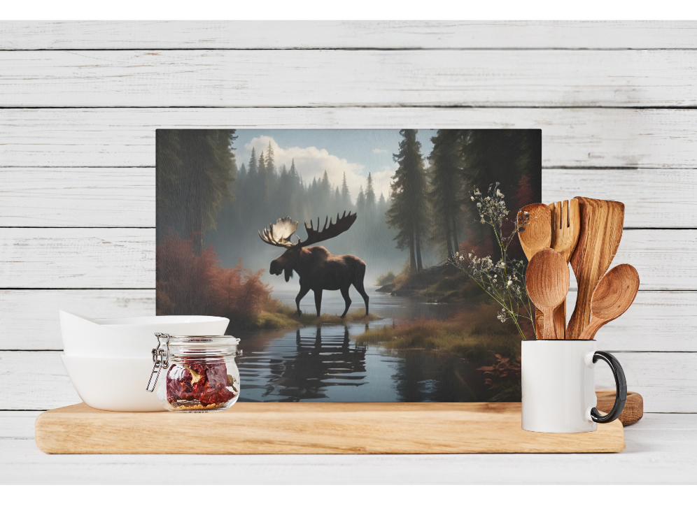 Majestic Moose Glass Cutting Board - Rustic Kitchen