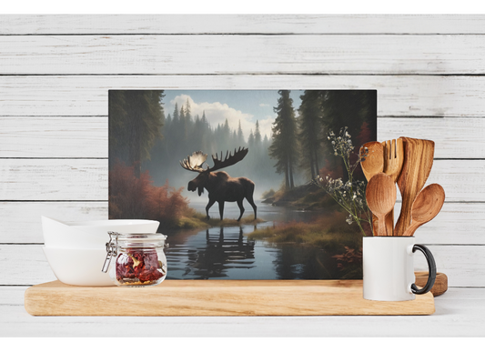 Majestic Moose Glass Cutting Board - Rustic Kitchen